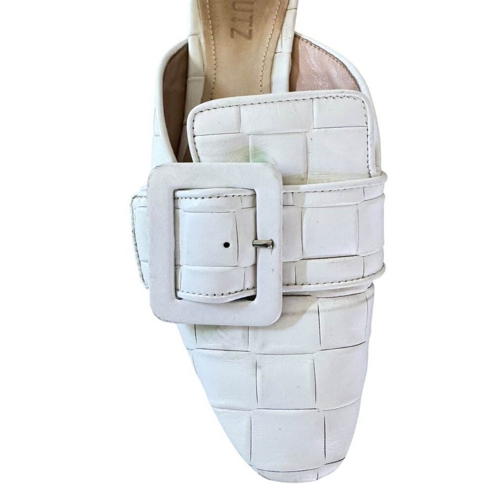 Schutz Women's Savana Braided White Leather Closed Toe Clogs/ Mule  Size 7B - Picture 5 of 12